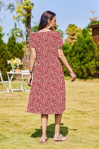 Image of Zeagoo Womens Summer Dresses Casual Aline Midi Dress Short Sleeve Floral Tshirt Dress Flowy Beach Sundresses with Pockets