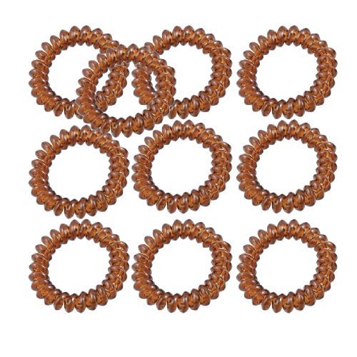 FOREVER YUNG Brown Coiled Plastic Ponytail Holder Hairband 10 Pcs for Ladies