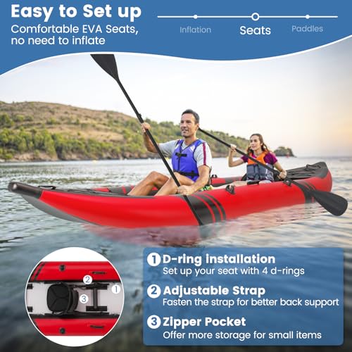 S AFSTAR Inflatable Kayak, 2 Person Canoe with 507 lbs Capacity, Drop-Stitch Floor, All Accessories & Carry Bag, 12.5 ft Large Sit in Tandem Kayak for Fishing, Camping & Exploring for Adults