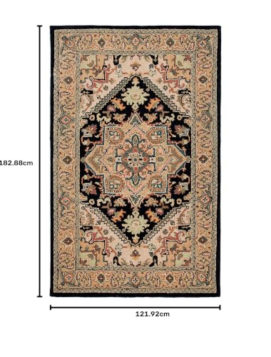 Image of 4x6 Ft Wool Tufted Rug - Compact Handcrafted Carpet for Small Living Rooms, Bedrooms & Study Areas