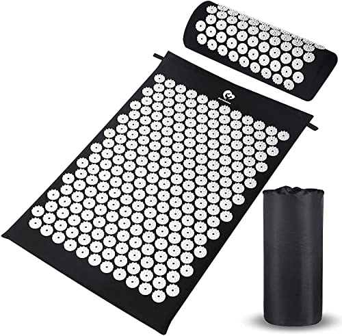 Bellababy Akupressurmatte und Akupressurkissen,Akupressur Set,Acupressure mat Akupunkturmatratze für Massage & Schmerzlinderung & Stressabbau,Entspannung, Stimulation und Meditation (Schwarz)