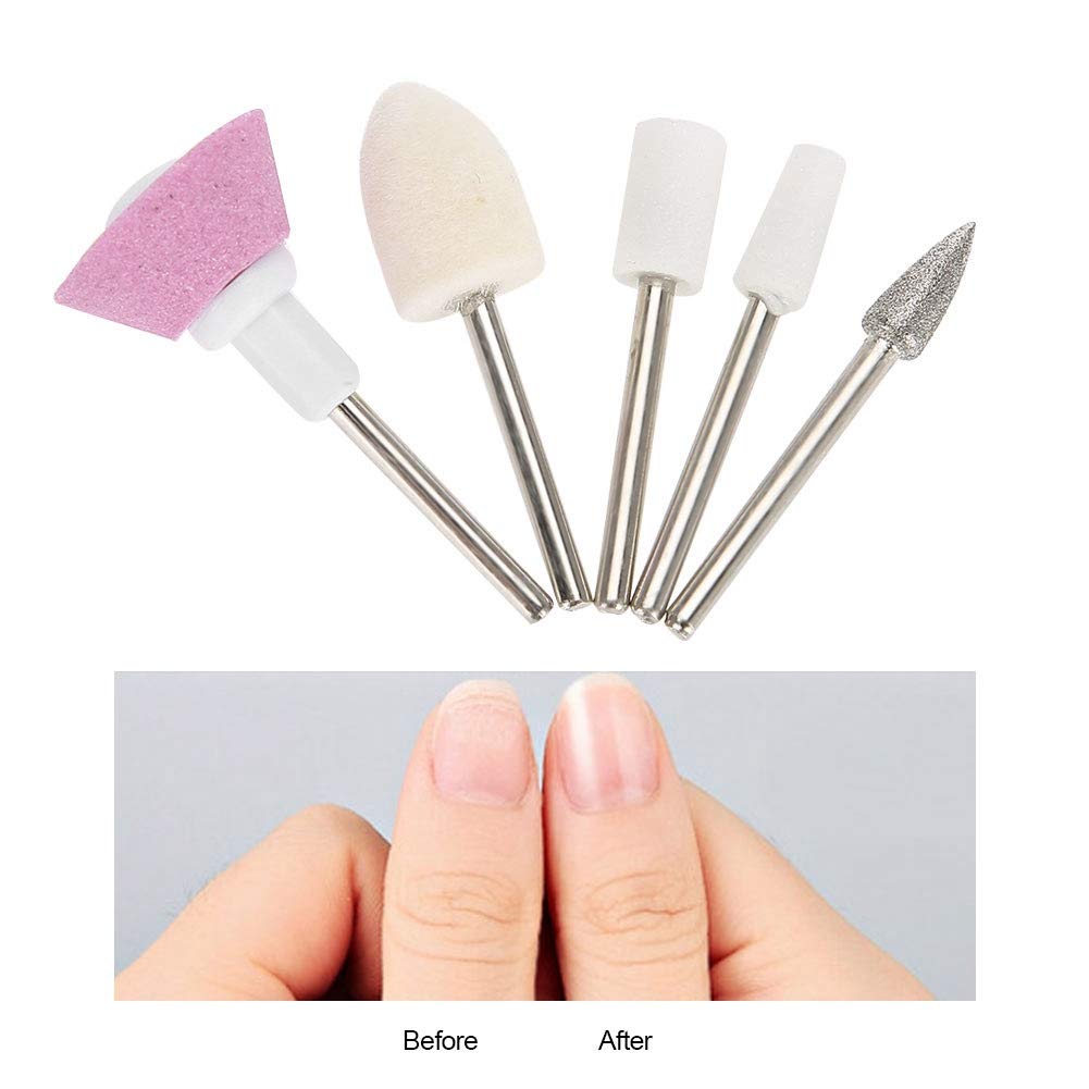 5Pcs/Set Nail Drill Bits, Ceramic Metal Cuticle Clean Drill Bits for Acrylic, Hard Gel Remover For Manicure Pedicure Polishing Mill Cutter Nail Files