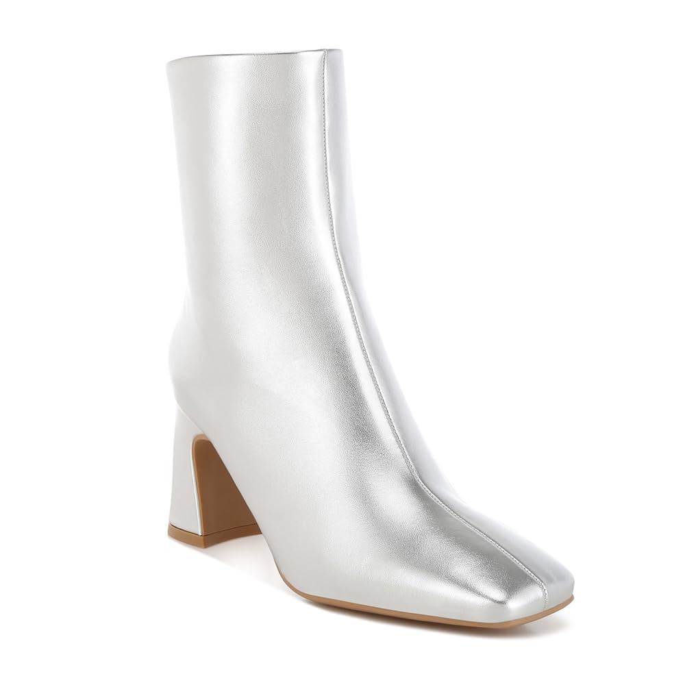 London Rag Simba Square Toe Metallic Ankle Boots