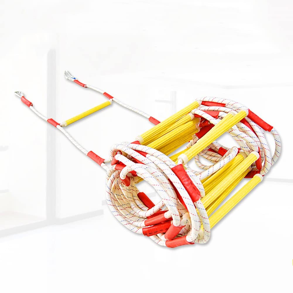 KFGISD, Emergency Fire Escape Ladder,Flame Resistant Safety Rope Ladder with Hoofast to Deploy10M,Rope Ladder(10M)