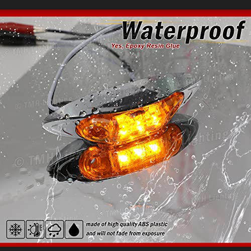 Tmh 10 Pcs 2.5 Inch Amber Mini Sealed Side Marker Light Chrome Bezel 3 Led For Heavy Duty Truck Trailer Caravan Atv Waterproof Bulbs 12V Dc Qr12 #TOP3