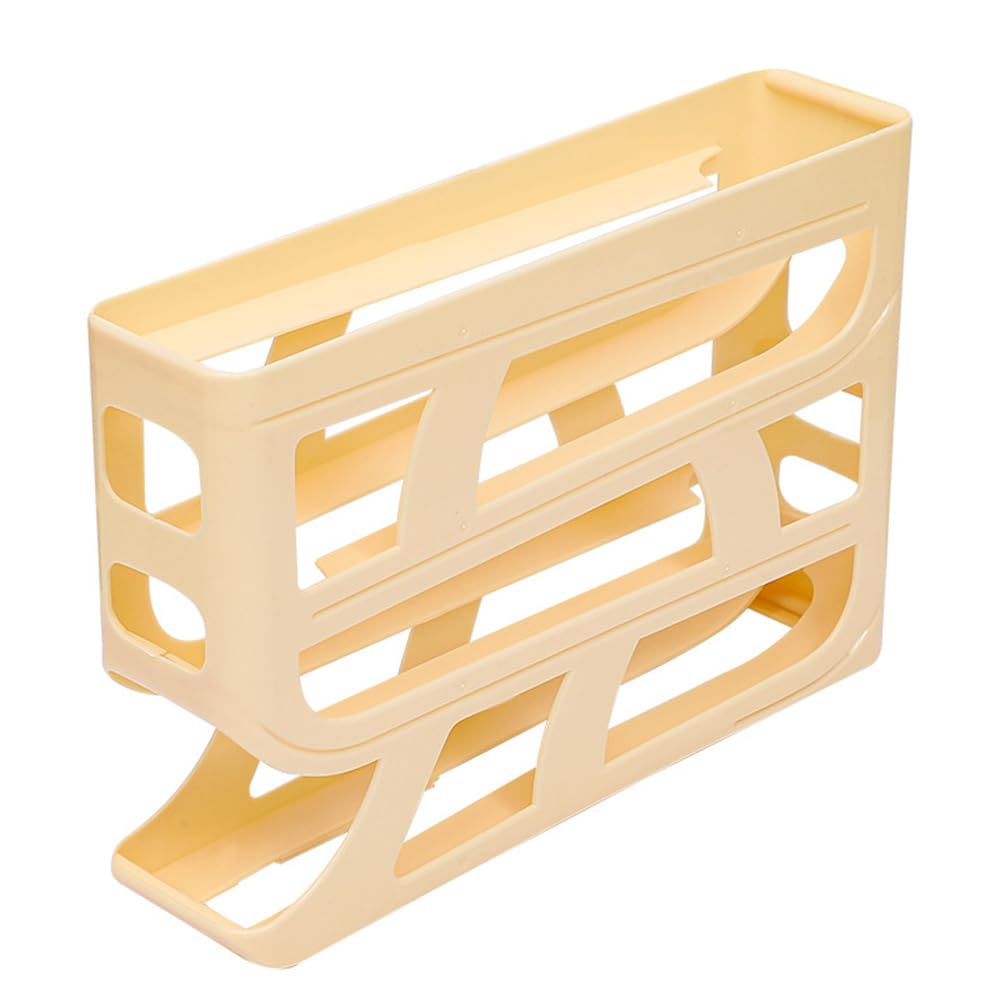 egg holder， 4 Tier Fridge Egg Dispenser Large Capacity Space Saving Container(Yellow)