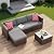 Aiho Outdoor Patio Furniture Sets All Weather Outdoor Sofa PE Garden Furniture Wicker Rattan Patio Conversation Set with Glass Table (Grey)