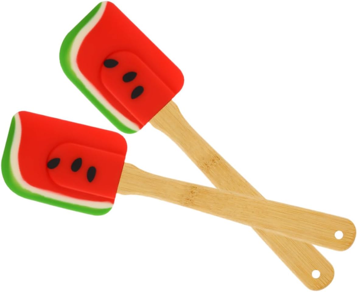 2pcs Silicone Cake Spatula with Bamboo Handle for Spreading Cream