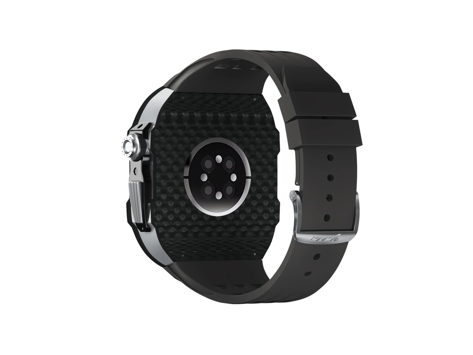 SAAWEE Bracelet de montre en caoutchouc et fibre de carbone, pour Apple Watch SE/4/5/6/7/8/9/44 mm 45 mm Series Accessoires de rechange Fluororubber Watch Band Case Mod Kit, 45mm, Agate