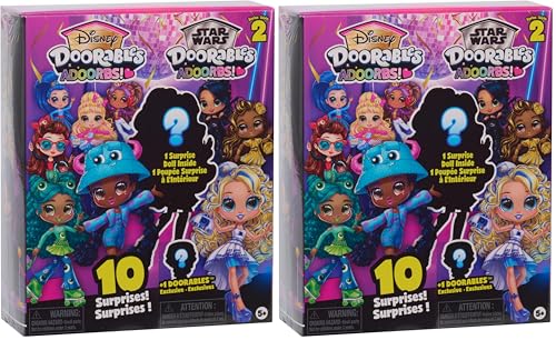 Image of Disney Doorables Adoorbs Dolls Series 2 – Collectible 5.5-Inch Dolls with Accessories, Blind Box Surprise, Rooted Hair & Articulated Fashion Figures for Kids Ages 5 and Up (Pack of 2)