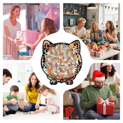 Puzzle de gato contra el estrés: rompecabezas de madera con marco para decorar tu hogar 4