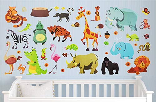 Vinilos decorativos jungle animal para pared 24x12" miniatura 4
