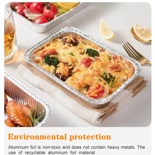 Luckmeta 8X4 Inch Aluminum Foil Pans With Clear Lids (60 Pack), Heavy Duty Rectangular Tin Foil Pans, Disposable Cookware, Takeout Trays, Food Containers For Restaurants & Catering, Recyclable #TOP7