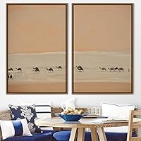 2 Piece Framed Canvas Wall Art Camels Canvas Prints Home Artwork Decoration for Living Room,Bedroom - 16