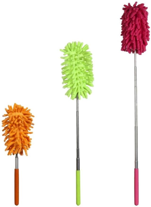 FXCIST Feather Duster Microfiber Duster Dusting Brush with Extendable Pole Washable Duster Head for Home Office Car 3 Set