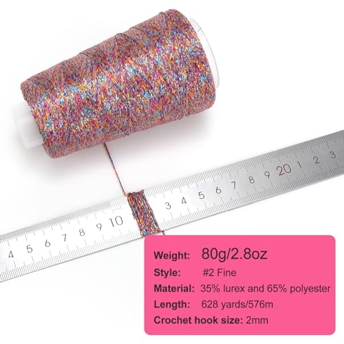 Image of Metallic Crochet Thread, 80g Lurex Yarn for Charms(Afterglow)