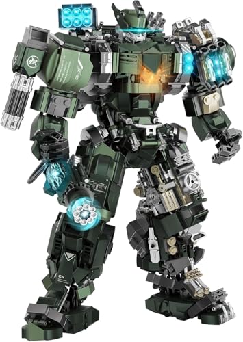 Image of SKY LINE OCEAN Large Mech Robot Building Blocks Set (1403+ PCS) | Motorized Industrial Style Warrior Model with Weapons | Fully Articulated Collectible for Ages 14+ | 5 Year Structural Warranty