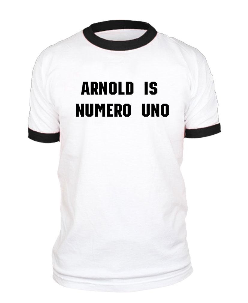 Arnold is Numero UNO - Weightlifting Champ - Cotton Ringer TEE