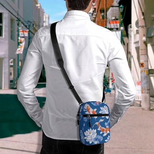 Personalized Small Crossbody Bag Water Resistant Messenger Bags Mini Flower And Fish Printing SlingBag For Men Women4