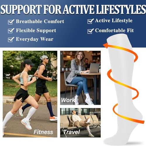 Image of Sooverki Compression Socks for Women and Men Circulation (3 /4 Pairs) is Best Support for Running Athletic Cycling Hiking