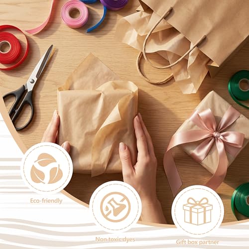 Image of Bobobag 100 Sheets Brown Tissue Paper 20 inchX14 inch Tissue Paper for Gift Bags, Gift Wrapping Tissue, Christmas Tissue Paper Anniversary Holiday Decoration Arts Craft