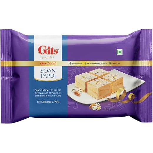 Gits Open & Eat Soanpapdi Ready to Eat Indian Dessert, 400g
