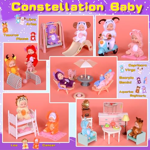 dollbie Pack de 12 Mini Muñecos Bebé 4 Pulg PVC miniatura 4