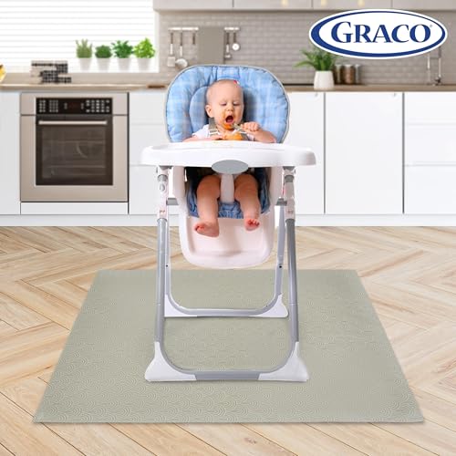 Image of Graco Baby Disposable Splat Mats - 60 Count, 47 inch x 40 inch, Biodegradable Floor Protector for Mealtime, Under High Chair, Home & Restaurant Use, Hudson Design
