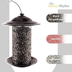 Outdoor Metal Mesh Bird Feeder, Cylindrical Metal Mesh Feeder with Metal Dome Lid Feeder, Holds 2.5lb of Seed, Suitable for Multiple Seeds, Suitable for Multiple Birds Outdoor Metal Mesh Bird Feeder Cylindrical Metal Mesh Feeder with Metal Dome Lid Feeder Holds 25lb of Seed Suitable for Multiple Seeds Suitable for Multiple Birds