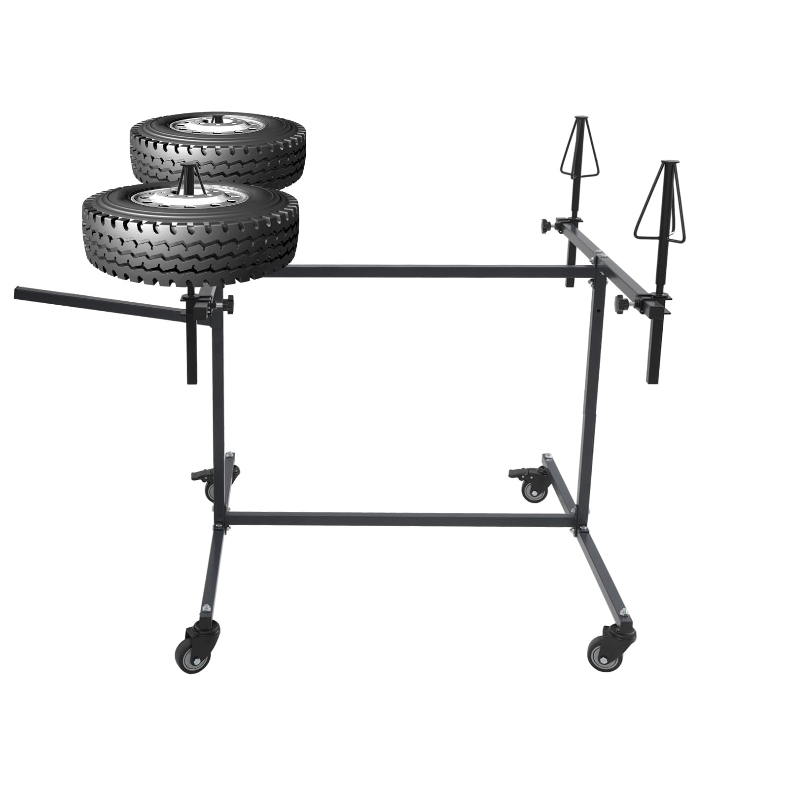 Lackierständer Auf Rädern, Höhenverstellbar Felgen-Lackierbock 4 Halter, 360° Drehbar, Felgenlackierständer für Autoteile, Felgen, Hauben, Kotflügel, Türen, Stoßstange zum Lackieren, Schwarz