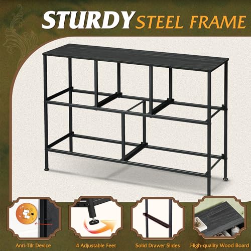 image for WLIVE Dresser for Bedroom with 5 Drawers, Long Storage Dresser, Fabric