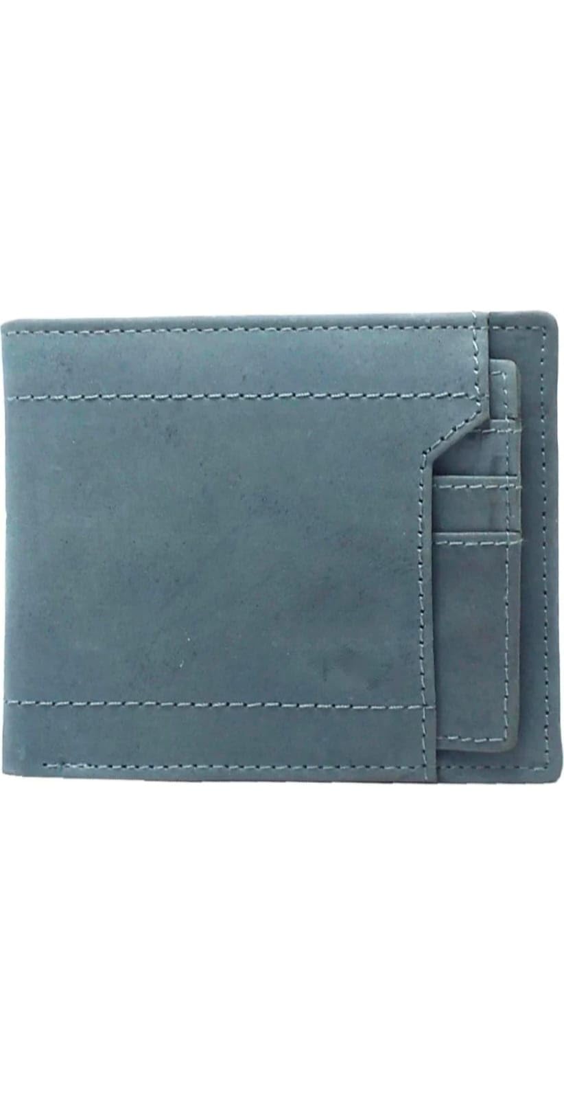 Olive Green Leather Bifold Wallet for Men with Multiple Card Slots (Blue)-image-36