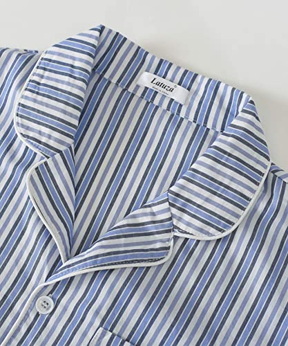 Latuza Men's Lightweight Cotton Pajamas Long Sleeves Shirt Pants Set4