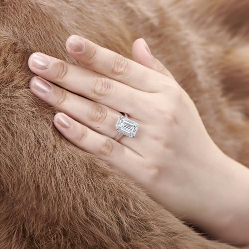 MERAD 6 Carat Large Diamond Ring, Moissanite Promise Ring, Engagement Rings for Women Wedding Band Gift, Radiant Cut 6ct D Color VVS1, White Gold Plated Sterling Silver4