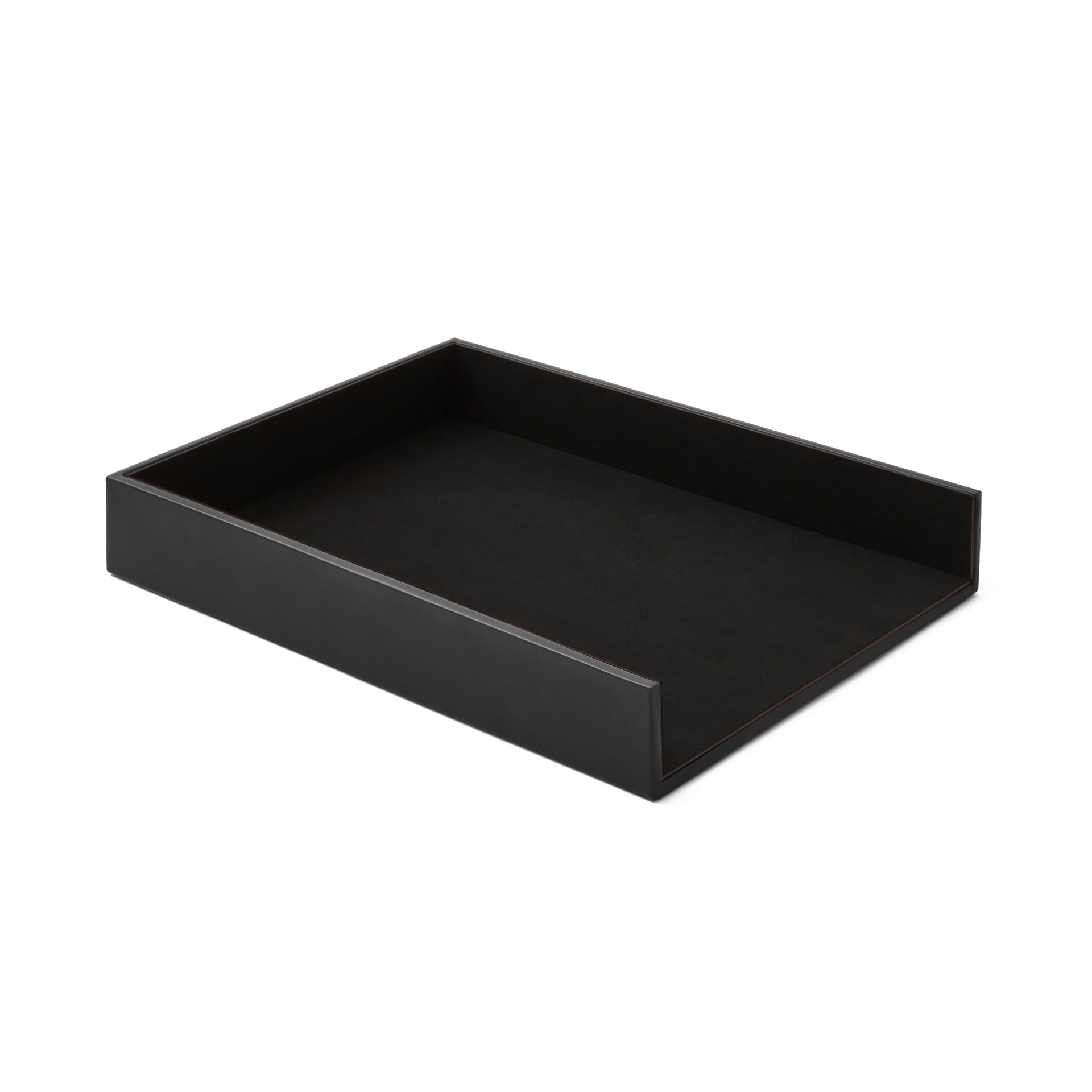Eglooh - Minerva - Porta Documenti Ufficio Scrivania in Cuoio Nero - Vaschetta Portadocumenti Formato A4, Portalettere - cm 32 x 24,2 x H.5 - Interamente Made in Italy