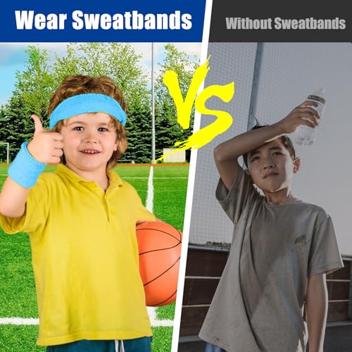 Image of Libima Kids Sweatbands Bulk Boys Headband for Sports Kids Cotton Terry Youth Sweatbands Elastic Sports Headbands Wicking Athletic Bands for Team Activity