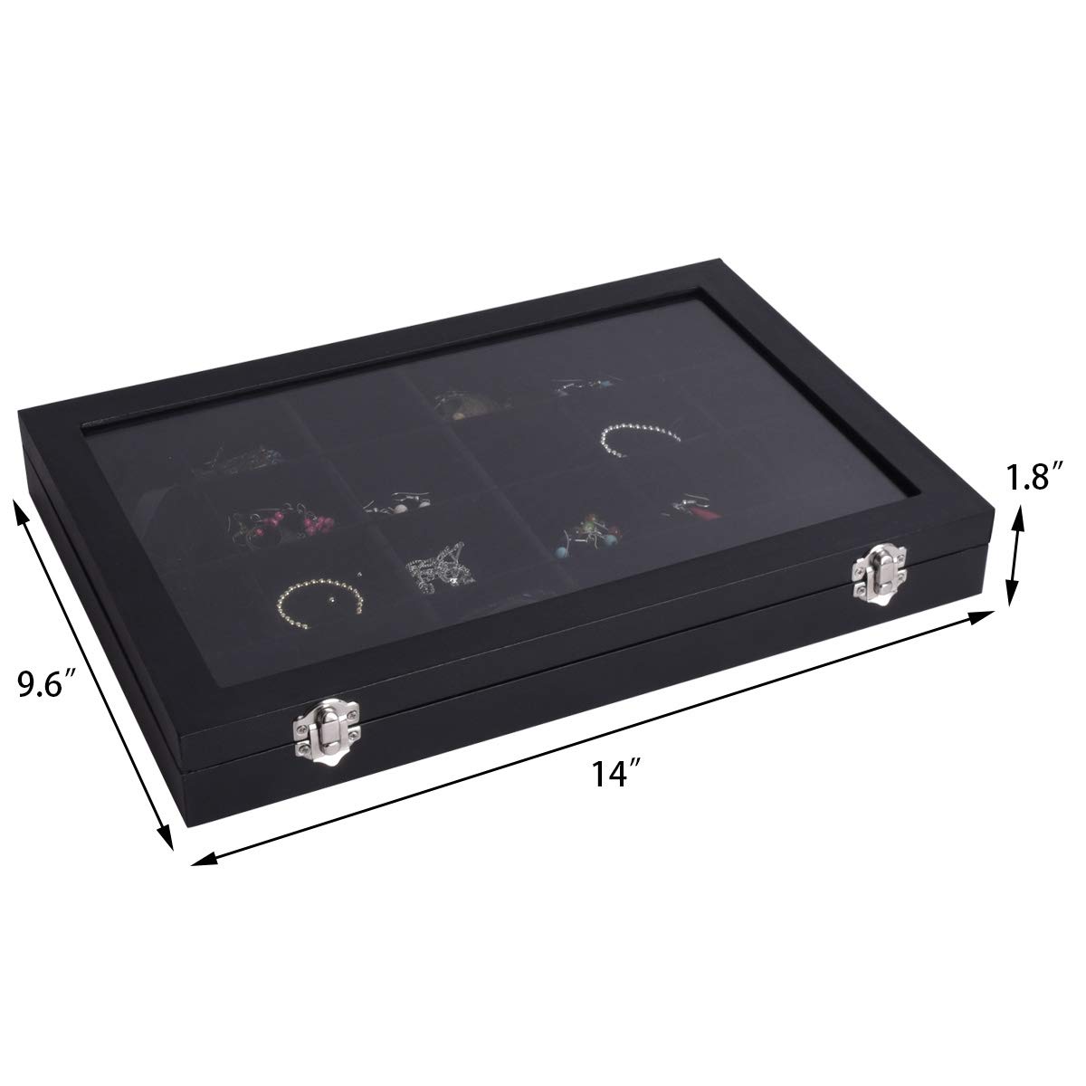 AUTOARK Cajas para Joyas con Terciopelo,joyero con 24 Compartimentos,Negro,AJ-083