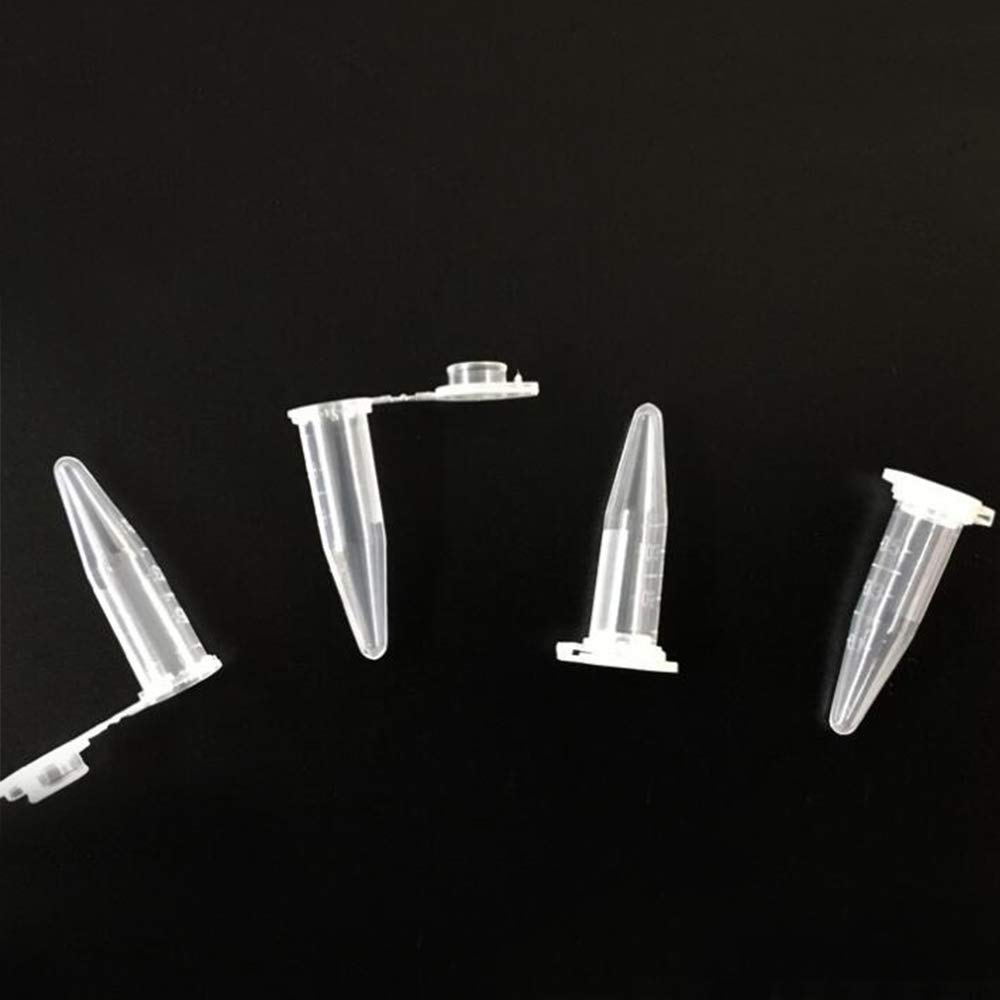 Xinlie 500 Pezzi Microtubi in Polipropilene Conico Microtube Tubi di Microcentrifugazione in Polipropilene Tappi a Pellet con Coperchio 1,5 ml Trasparente per Campioni Test in Plastica