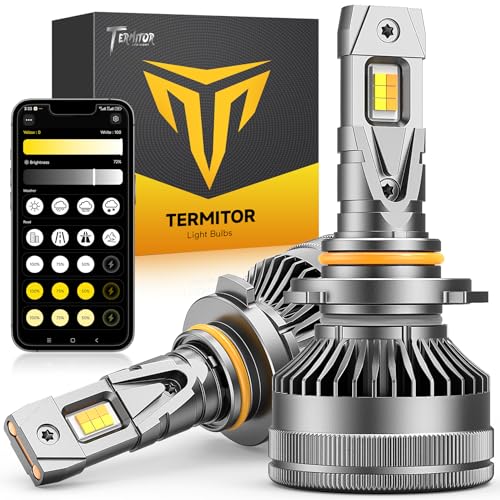 Termitor Latest 9005/HB3 Smart Light Bulbs, Up 15X 0-90,000LM Variable Brightness, 3000K to 6500K Variable Color, App Control One-touch Driving Mode Switching, 360Β° Adjustable Quick Install, Pack of 2