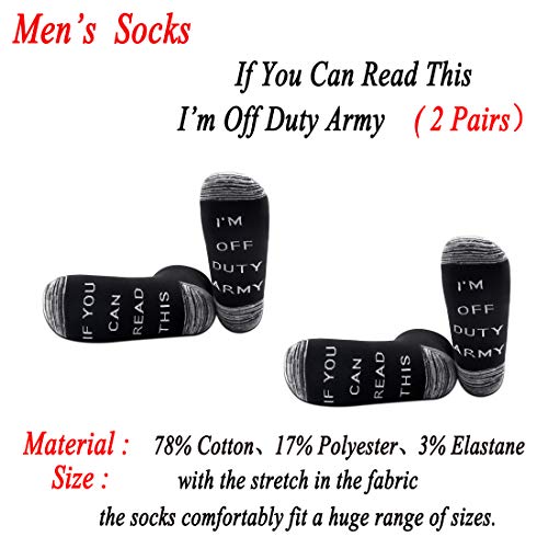 JXGZSO 2 Pairs Army Gift Army Socks Off US Army Socks Can Read This I’m Off Duty Army Socks Army Recruit Gift2