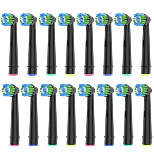 16 Stück Precision Clean Aufsteckbürsten Kompatibel mit Oral B Elektrische Zahnbürsten, Schwarz 1