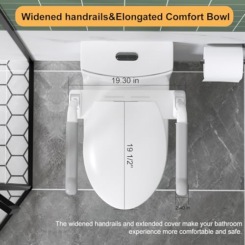 Inodoro Blanco Brillante de Una Pieza con Reposabrazos Plegables | Altura de Asiento de 17 Pulgadas, Marco de Reposabrazos para 480 lb, Descarga Dual de 1.1/1.6 GPF, Asiento de Cierre Suave, Rearme de 12 Pulgadas miniatura 7