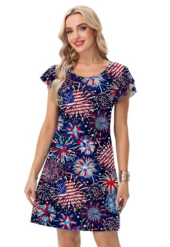 Image of AOBUTE Womens 4th of July Dress American Flag Party Dresses USA Parade Mini Dress