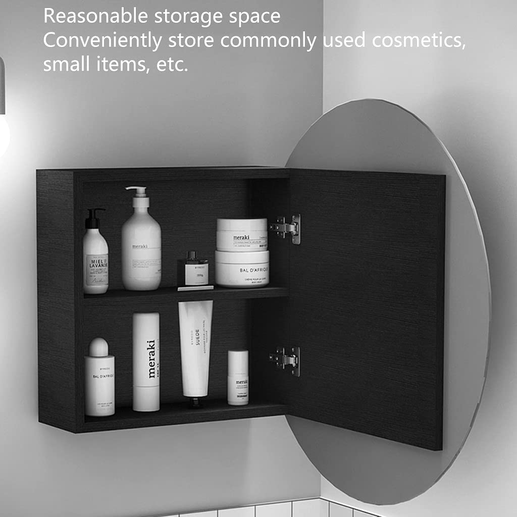 GArcan Espejo de tocador de baño Rotondo con Espejo con Almacenamiento, gabinete de Almacenamiento montado en la paRot para Lavado, baño, gabinete médico montado en la paRot con (Color