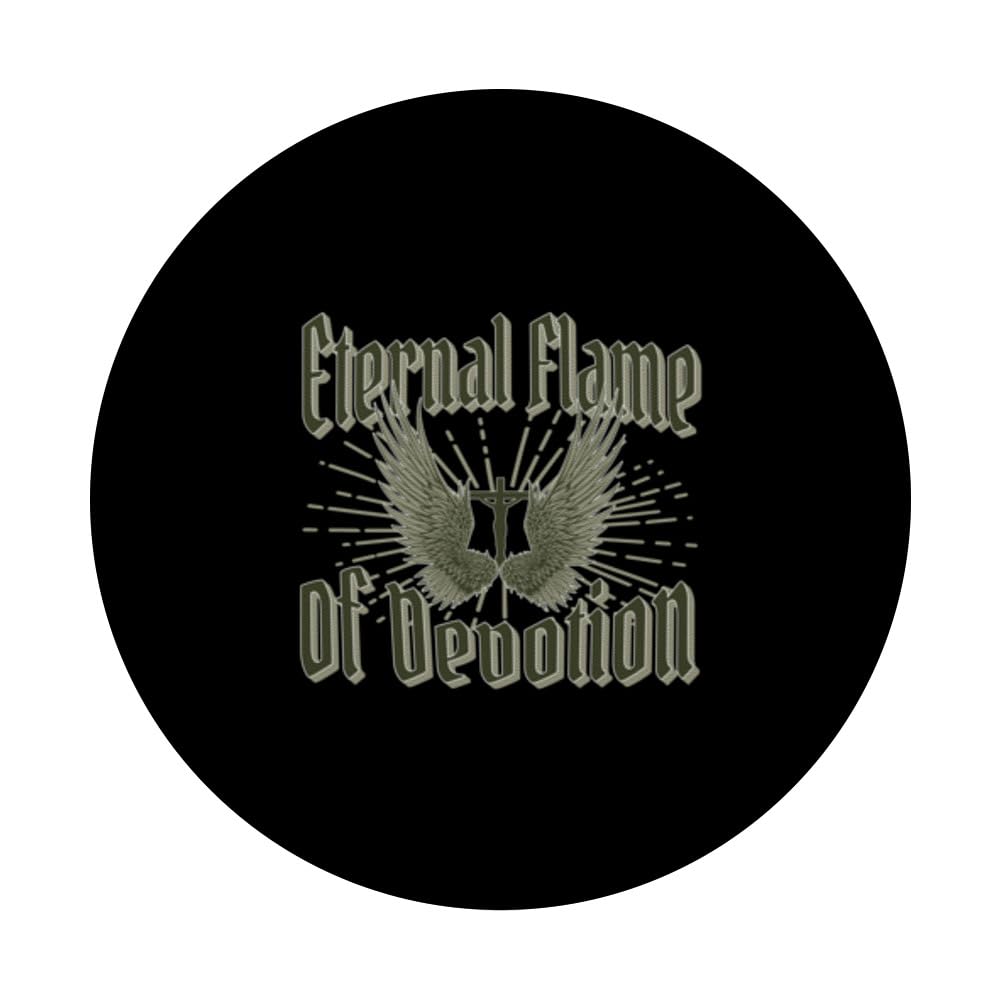 Eternal Flame of Devotion T-shirt for men women PopSockets Swappable PopGrip, Black - Image 3