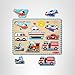 Melissa & Doug Vehicles Sound Puzzle – 8-Piece Wooden Peg Puzzle with Light-Activated Sounds, Music Learning Toy for Toddlers and Preschoolers Ages 2+