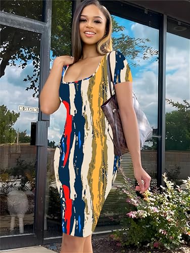 Image of Mrskoala Women's Casual Basic Pencil Dress Bodycon Summer Sexy Club Midi Dresses
