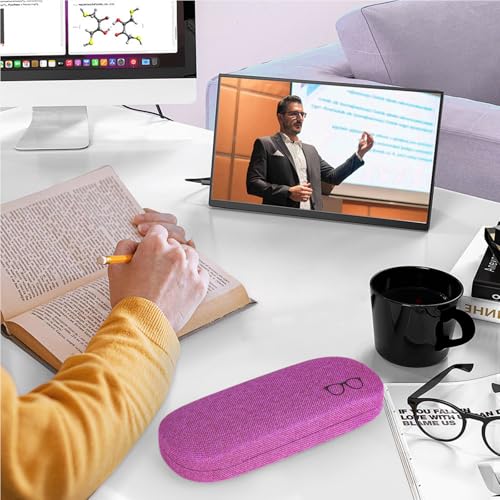 Image of Glasses Case Hard Shell Eyeglass Case with Cleaning Cloth Unisex Reading Hard Glasses Cases for Women Men