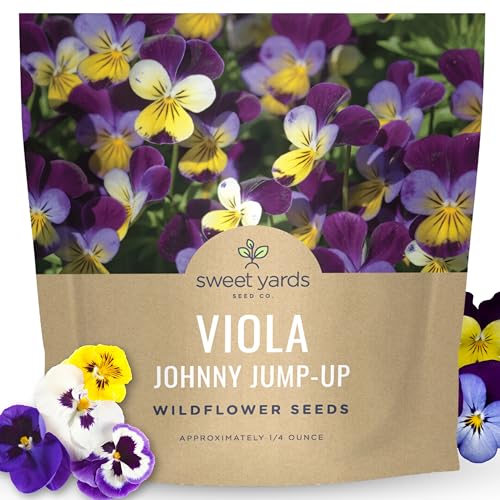 Viola - Johnny Jump-Up - Large 1/4 Ounce Packet - 10 000 Flower Seeds for Planting - Viola Tricolor