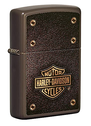 Accendino Zippo Harley Davidson, Cromato Lucido Con Immagine A Colori, Antivento, Metallo, Ricaricabile